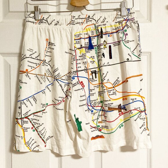 New York MTA Pajama Shorts NYC Subway Map Shorts 100% Cotton Size L - Picture 2 of 6